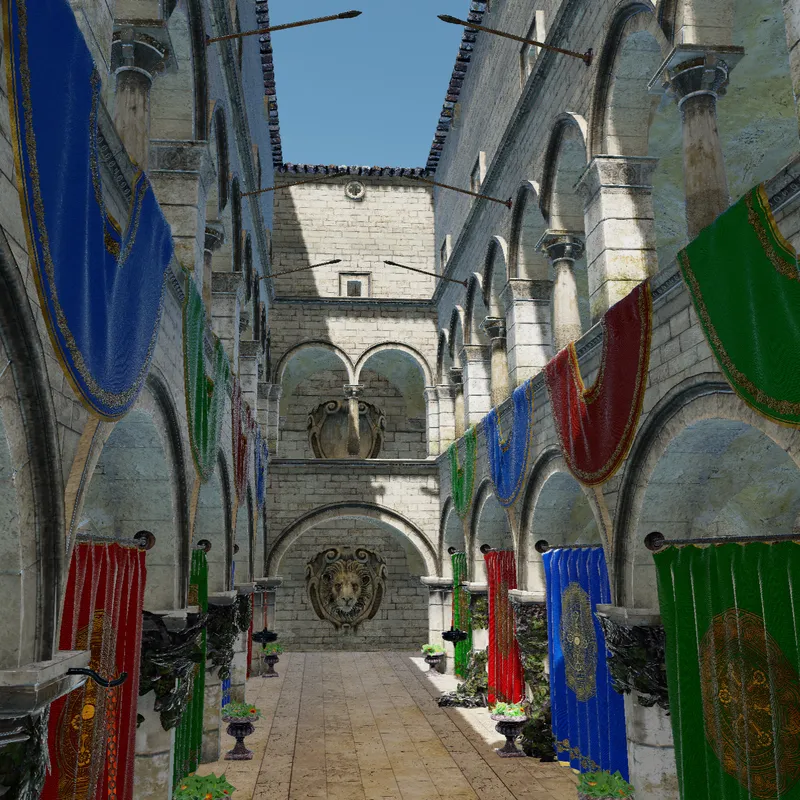 Sponza atrium rendered in Whisper Engine